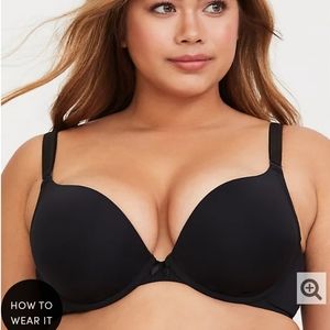 Black 360° Back Smoothing Push-Up Plunge Bra